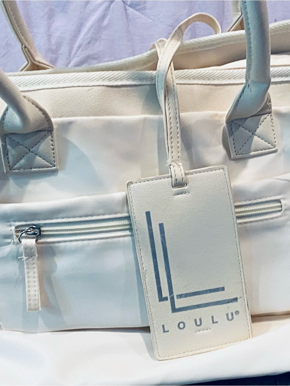 Ulu Cream Tote Bag with Front Zip Pocket